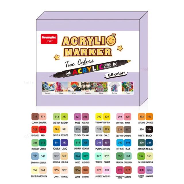 Conjunto de Marcadores de Tinta Acrílica Bifásicos para Pintura de Pedras, Caligrafia e Decoração de Ovos de Páscoa - 84 Cores com Ponta Dupla e Pincel Suave