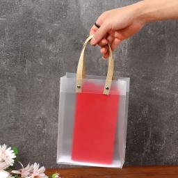 Transparente fosco pp sacos com alças de plástico presente embalagem flor saco decoração suprimentos alta qualidade translúcido tote - Image 5