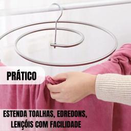Kit 3 Varal Espiral Aço Cabide Redondo Prata 20kg Secagem Rápida Lençol Prático Fácil - Image 3