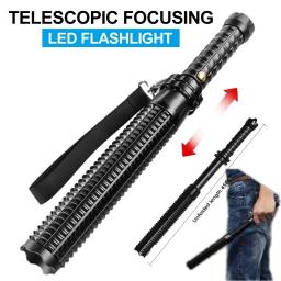 Batta de beisebol lanterna led liga de alumínio focalizável zoomable super brilhante auto defesa maça luz tático bastão tocha de emergência - Image 1