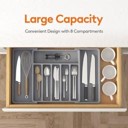 Black Ware Organizador para Festa, Utensílio Ajustável Bandeja para Gavetas, Suporte de Talheres Expansível, Gaveta de Cozinha - Image 1