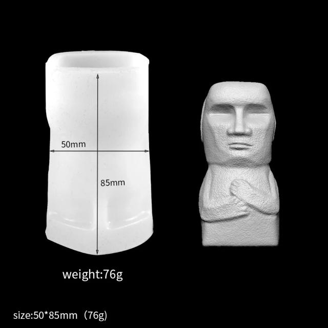 Molde de Silicone para Escultura de Moai em Pedra: Arte em Gesso para Decoração e Aromaterapia em Casamentos e Presentes Artesanais