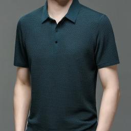 Roupas de marca verão nova camiseta masculina de manga curta seda gelo legal e respirável camisa polo negócios casual suor-absorvente topo - Image 4