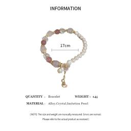 Pulseira de cristal rosa com pingente de flores para mulheres, pulseiras de pérolas imitações, braceletes para meninas, jóias casamento, nova moda - Image 6