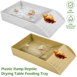 Plataforma de répteis habitat tartaruga prato de comida rastejando pet água tigelas de comida antiderrapante esconderijo cavernas abrigo tartaruga réptil piscina - Image 2