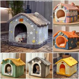 Cama dobrável para animais domésticos, suprimentos para cães, cães de pequeno e médio porte, caverna quente para cachorros, sofá, inverno - Image 3