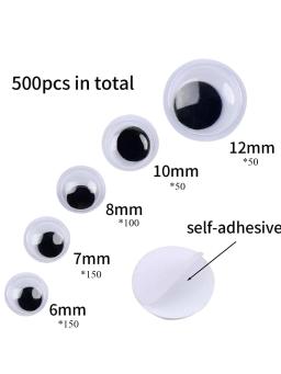 Auto-adesivo Swing Eyes para decoração artesanal, olhos de ganso preto e branco, DIY, 500 peças - Image 4