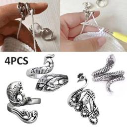 4/8x diy artesanal tricô anel loop crochê dedo dedal fio guias ajustável aberto ferramenta de dedilhado com fio artefato de lã - Image 2