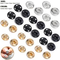 Botões de pressão costurados para costura, fixadores de metal, prendedores de pressão, preto, prata, dourado, 10mm, 21mm, 10-50 conjuntos - Image 4