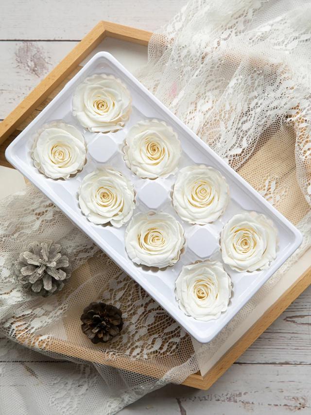 Arranjo de Flores Eternas: 8 Cabeças de Rosa Natural Preservada com Urso de Pelúcia - Presente Único e Handmade 4-5cm