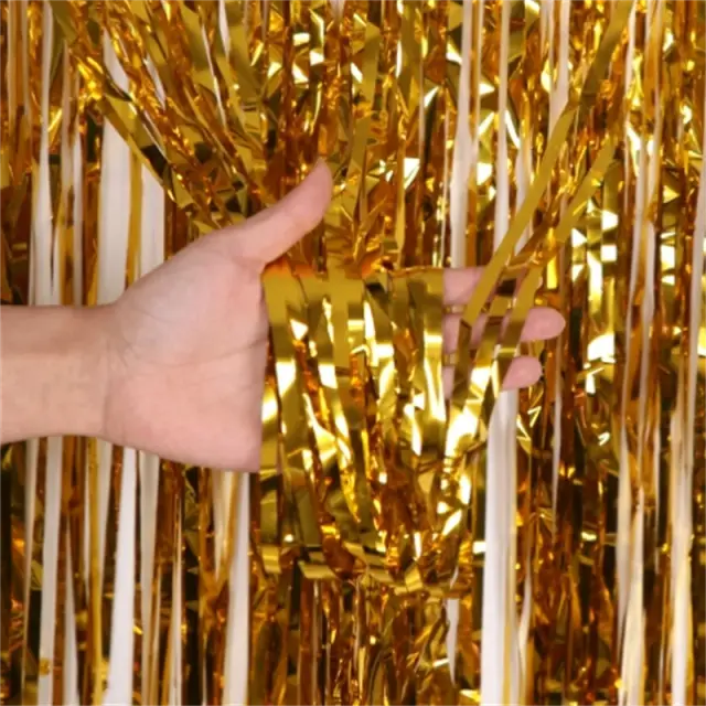 Cortinas Brilhantes para Aniversários e Casamentos: Franja Lustrosa e Folhas de Ouropel para Decoração Festiva e Chuveiro de Bebê em Atacado