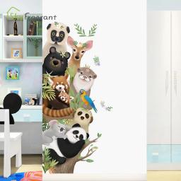 Animais bonitos adesivos de parede porta adesivo de canto decoração de casa auto-adesivo decoração do quarto dos miúdos decoração do quarto do bebê - Image 3