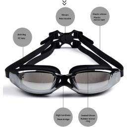 Óculos de natação profissionais para homens e mulheres, adultos, anti-nevoeiro, lente de proteção UV, impermeável, ajustável, óculos de silicone - Image 3