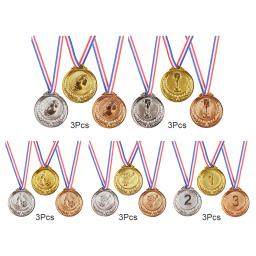 Prêmio Medalhas com Fita Do Pescoço, Ouro, Prata, Bronze, Prêmio, Vencedor Plástico, Competição Esportiva, 6,5 cm, 3Pcs - Image 4