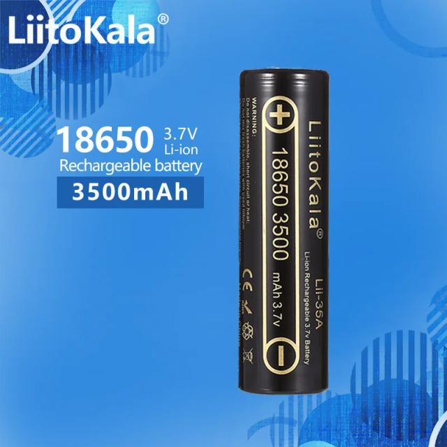 Bateria Recarregável LiitoKala 18650 Lii-35A de Lítio 3500mAh 3.7V Alta Drenagem para Flashlights e Vaping - 1 Unidade