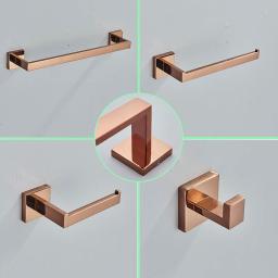Rose Gold Banheiro Hardware Set, Robe Gancho De Aço Inoxidável, Barra De Toalha, Suporte De Papel De Rolo De Toalha, Anel De Toalha, Acessórios Do Banheiro - Image 3