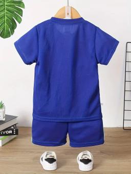 Conjunto de roupas para bebê menino e menina, camiseta respirável com carta impressa, top e shorts, fatos de treino para crianças, 2 partes - Image 2