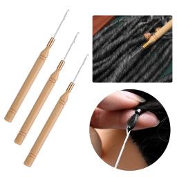 Agulha de gancho de crochê com cabo de madeira para ligação de micro anéis para extensões de cabelo, ferramentas para fazer perucas, trança de cabelo - Image 6