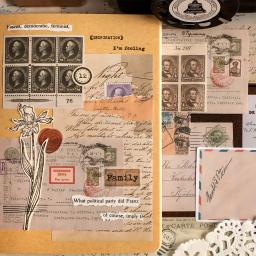 50 pcs Retro colorido artístico Material papel para Scrapbooking DIY colagem decorativa Journaling - Image 4