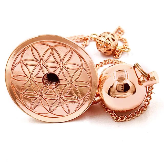 Pingente de Pêndulo Flor da Vida Banhado a Ouro para Adivinhação e Cura Wicca com Energia Espiritual e Equilíbrio