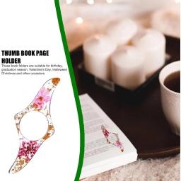 1pc suporte de livro de dedo, marcador de polegar de flor seca transparente de resina, suporte de página de anel de polegar feito à mão - Image 6