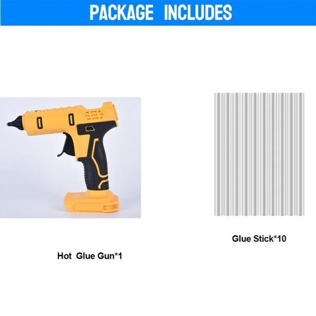 Pistola de Cola Quente Elétrica Portátil sem Fio com Bocal Anti-Escaldante e 10 Varas para Reparos e DIY com Dewalt
