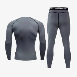 Compressão respirável masculina correndo terno esportivo, treinamento apertado, Rashguard de basquete, conjunto de treino, roupas masculinas, novo, 2 pcs set - Image 4
