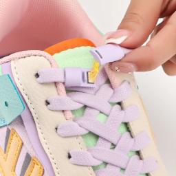Sapato magnético laços clipe sem laços, Laços elásticos planos para tênis, Laços de borracha, Stretch Shoestrings - Image 1