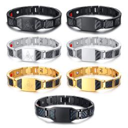 4 em 1 terapia magnética de aço masculino pulseira cura bio ímã cuidados de saúde pulseira aliviar a dor anti radiação presente - Image 1