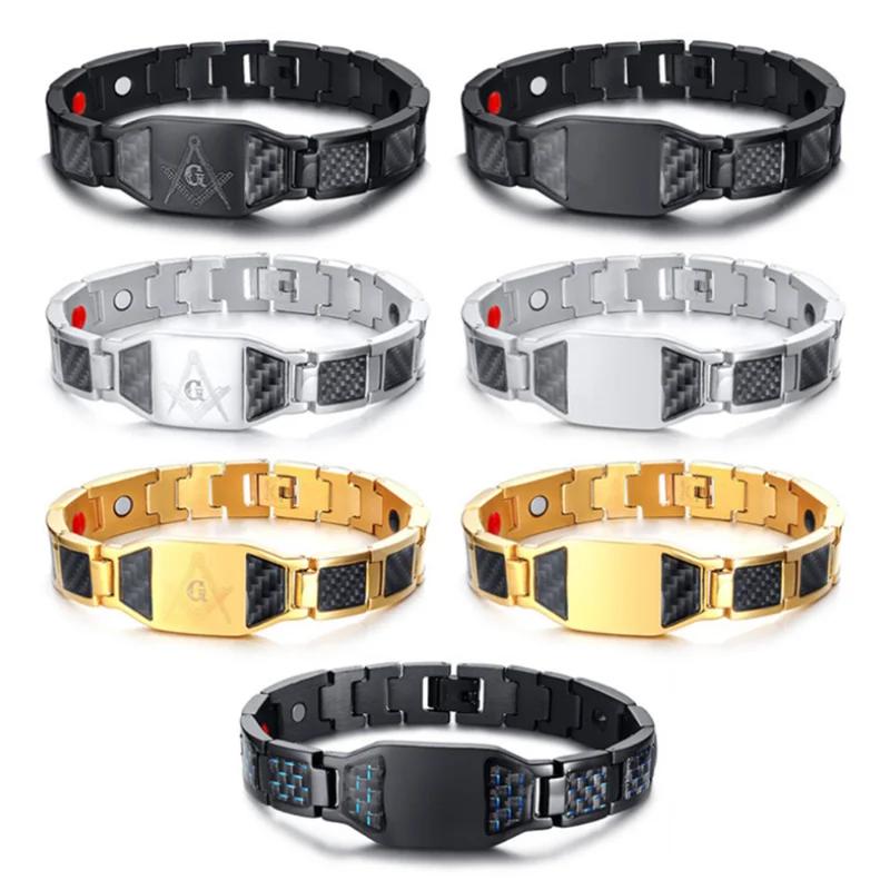 4 em 1 terapia magnética de aço masculino pulseira cura bio ímã cuidados de saúde pulseira aliviar a dor anti radiação presente - Image 1