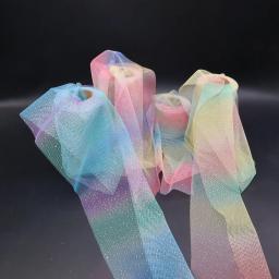 Arco-íris Gradiente Tule Fita Rolo, DIY Artesanato Artesanal, Ornamento De Cabelo, Decoração De Cozimento, Glitter Mesh, Suprimentos De Tecido, 6cm - Image 5