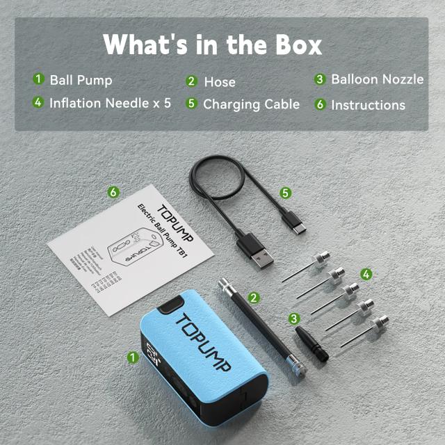 Bomba de Bola Elétrica Recarregável Portátil para Infláveis de Rugby, Voleibol, Futebol e Basquete - 14mAh 20PSI