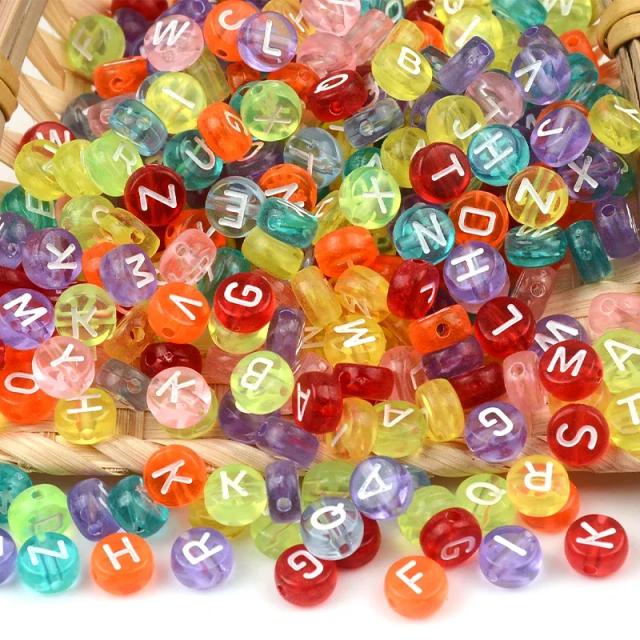 Contas de Acrílico Coloridas de 7mm - Cartela Mista de Grânulos para Joias Artesanais e Pulseiras DIY