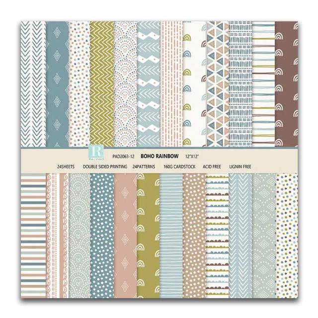 Papel Cartão Dupla Face BOHO para Scrapbooking e Junk Journal - Pacote 12x12 Ideal para Artesanato