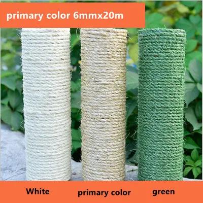 Corda de sisal para gato escalada, corda de cânhamo verde Handmade Cat Scratching Post, lixo DIY, cor primária, 6mm, 8mm x 20m - Image 1