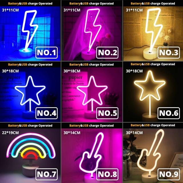 Luz Noturna LED Neon: Lâmpada Decorativa para Casamentos e Festas com Bateria USB