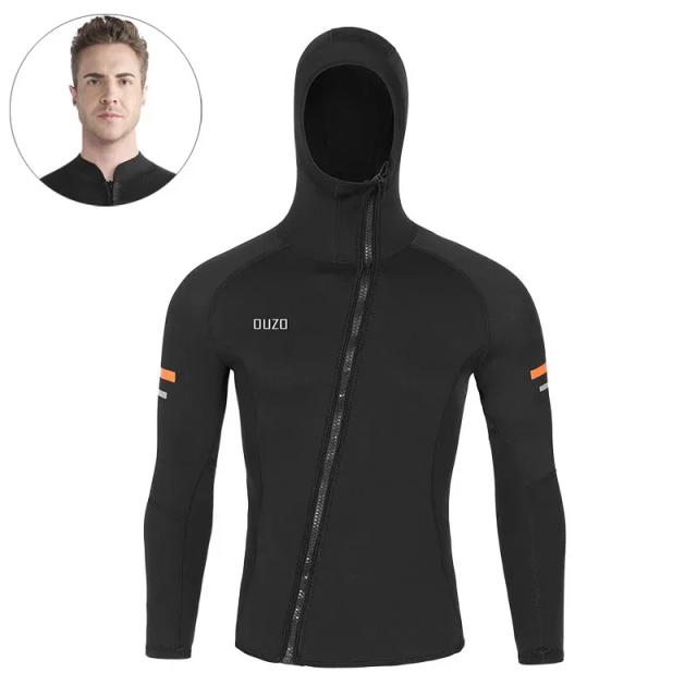 Jaqueta Térmica de Manga Longa Masculina com Capuz - Camisa de Neoprene para Mergulho 1,5mm, Ideal para Atividades Aquáticas