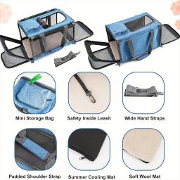 1pc grande sacos de gato portátil saco de transporte do cão malha respirável dobrável bolsa companhia aérea aprovado saco de viagem para animais de estimação saco de transporte gatinho - Image 5