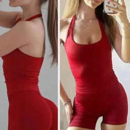 2 pçs conjunto de ginásio impacto halter topos cintura alta scrunch sem costura shorts roupas fitness activewear conjunto treino roupas ginásio terno - Image 4