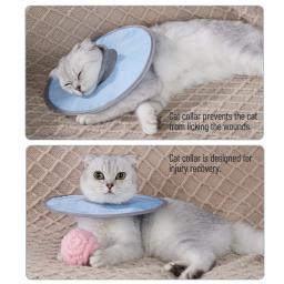Colar protetor do cone do gato do colar do animal de estimação anti-mordida que lambe o pescoço com nervuras ajustáveis - Image 4