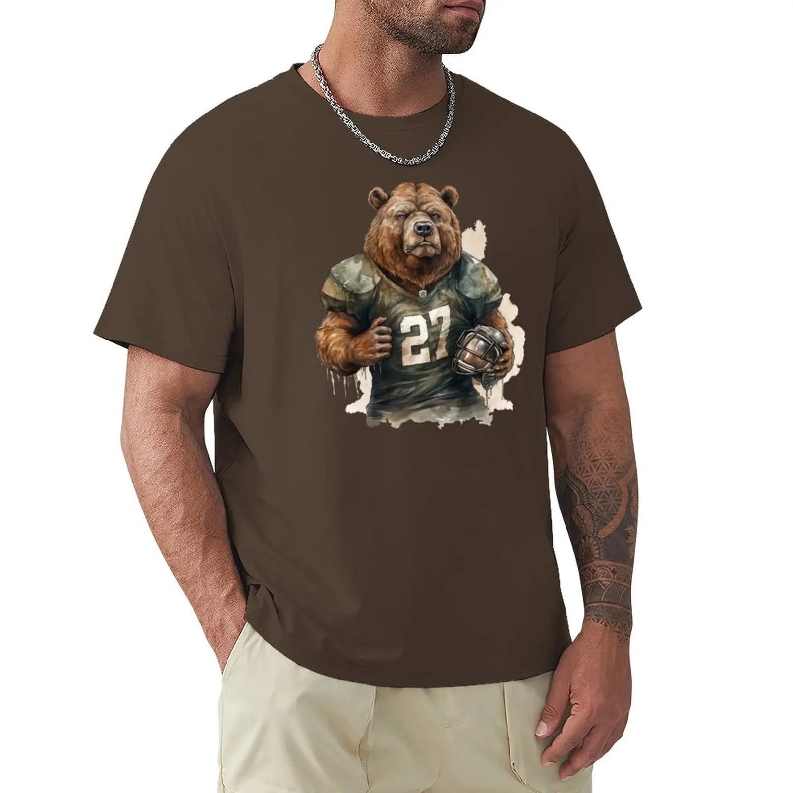Grizzly masculino como jogador de futebol americano camiseta gráfica, roupas verão - Image 1