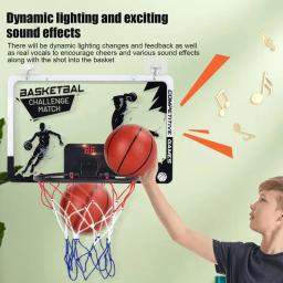 Aro de basquete portátil para crianças, eletrônico interno, porta infantil, iluminação LED, montado na parede, encosto à prova de estilhaçar - Image 3