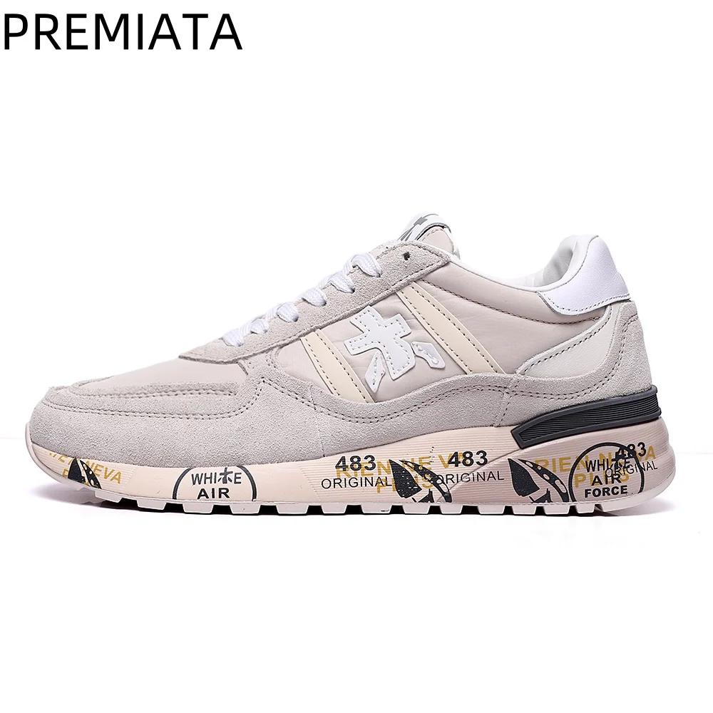 PREMIATA Luz masculina de luxo camurça malha respirável leve sapatos de corrida tendência de rua retro moda nicho sapatos esportivos casuais - Image 1