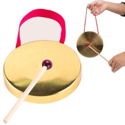 Tradicional Chinês Folk Percussão Instrumento Musical para Crianças, Mão, Bastão De Madeira, Gongos De Cobre - Image 1