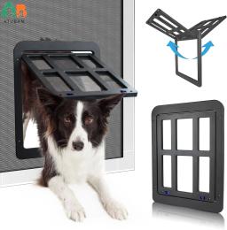 Atuban-Dog porta deslizante com fecho magnético, tela para cães com fechadura, porta para cães e gatos, branco fácil instalação, 11x13" - Image 1