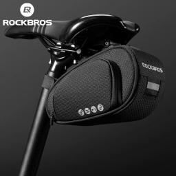 ROCKBROS-Bolsa para selim de bicicleta à prova de chuva e choque, suporte para assento com traseira reflexiva, alta capacidade, para mountain bike, MTP, acessório - Image 1