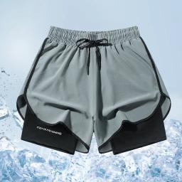 Calções de corrida para homens e mulheres, atletismo de maratona, forro de secagem rápida, falso de duas peças, cortado, verão - Image 4