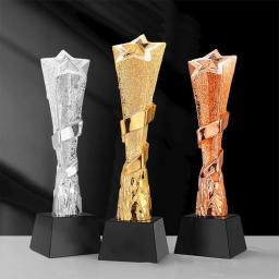 Resina Troféu para Canto e Dança Competição, Gold Plating Award, Ouro e Prata Bronze, Prêmio Cup, Escola Rewarding Supply - Image 4