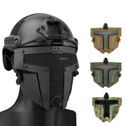 Máscara facial completa malha de aço respirável tático paintball tiro máscaras de combate acessórios de caça uso com capacete rápido - Image 1