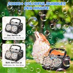 Máquina automática de bolhas para crianças, Bubble Maker portátil, 2 ventiladores, 50000 + bolhas por minuto, atualização - Image 5